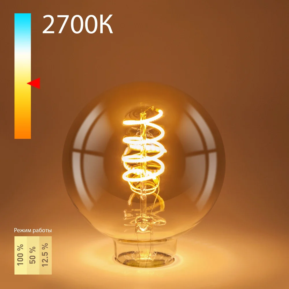 Филаментная светодиодная лампа Dimmable G95 5W 2700K E27 тонированная BLE2747 Elektrostandard