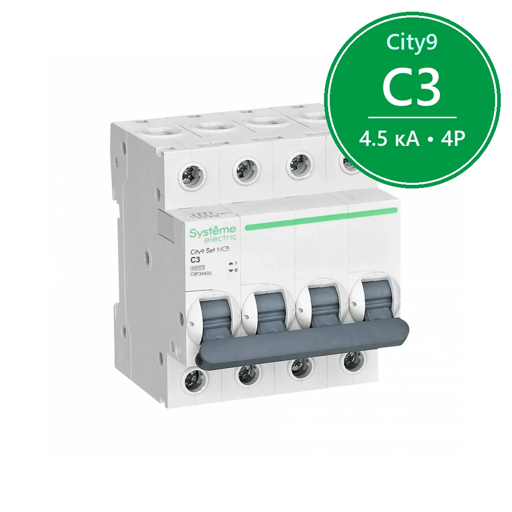 City9 Set Автоматический выключатель C 3A 4P 4,5kA