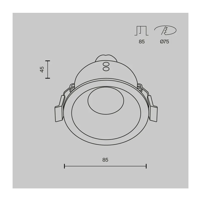 Встраиваемый светильник Зум / Zoom 1*GU10 10 Вт IP 44 Maytoni DL032-2-01B-1(N) 8