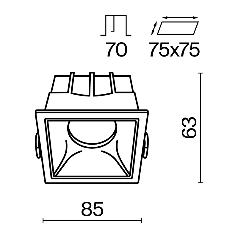 Встраиваемый светильник Альфа / Alfa LED 15 Вт 3000 К 36° Maytoni DL043-01-15W3K-SQ-WB 2