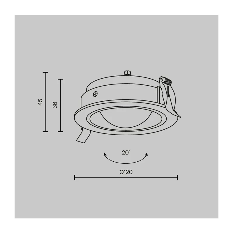 Встраиваемый светильник Линза / Lens 12 Вт 4000 К 70° IP 44 Maytoni DL105-12W4K-B 3