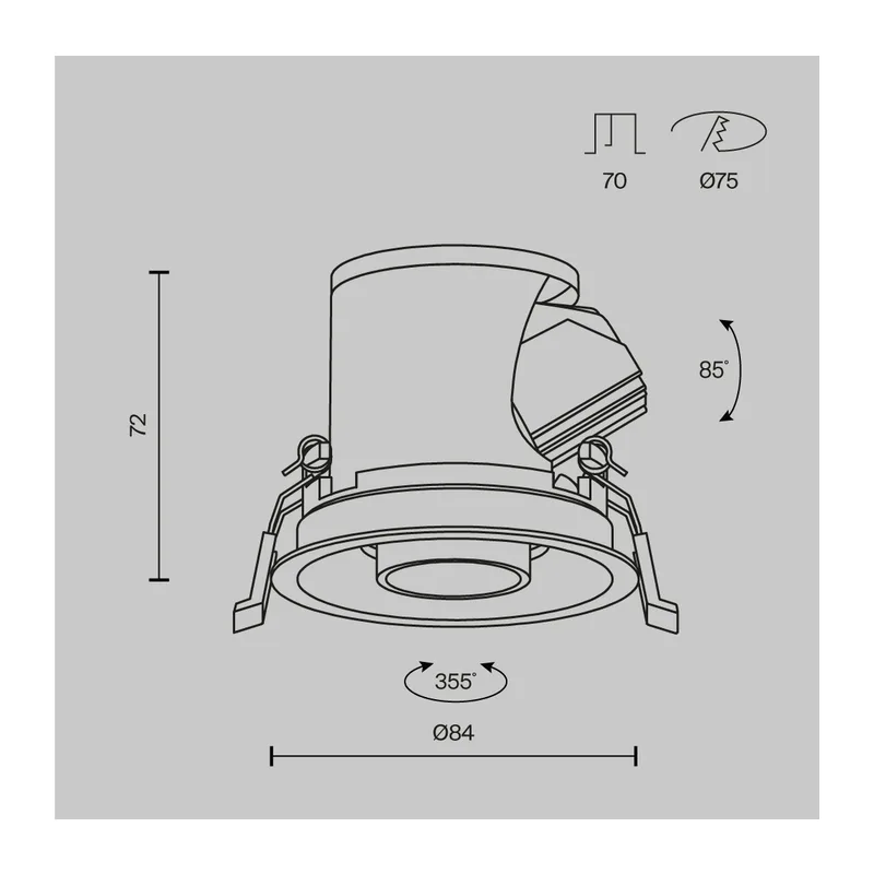 Встраиваемый светильник Фокус мини / Focus LED mini 8 Вт 4000 К 50° Maytoni DL127-8W4K-B 10