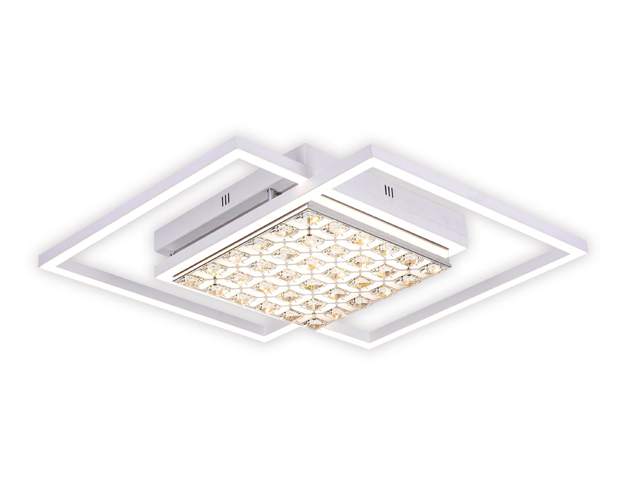 Управляемый светодиодный светильник с хрусталем FA112 WH белый 96W 850*660*110 (ПДУ РАДИО 2.4) Ambrella Light 2