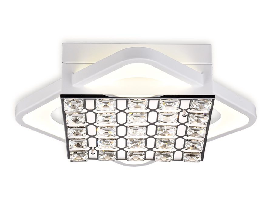 Управляемый светодиодный светильник с хрусталем FA122 WH белый 54W 300*300*100 (ПДУ РАДИО 2.4) Ambrella Light 2