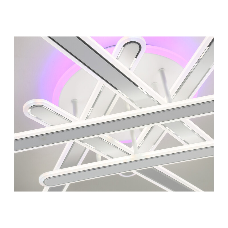 Потолочный светодиодный светильник с подсветкой RGB с пультом FA8907 WH/CH белый/хром 135W 3000K-6400K+RGB 800*770*160 (ПДУ РАДИО 2.4G) Ambrella Light 11