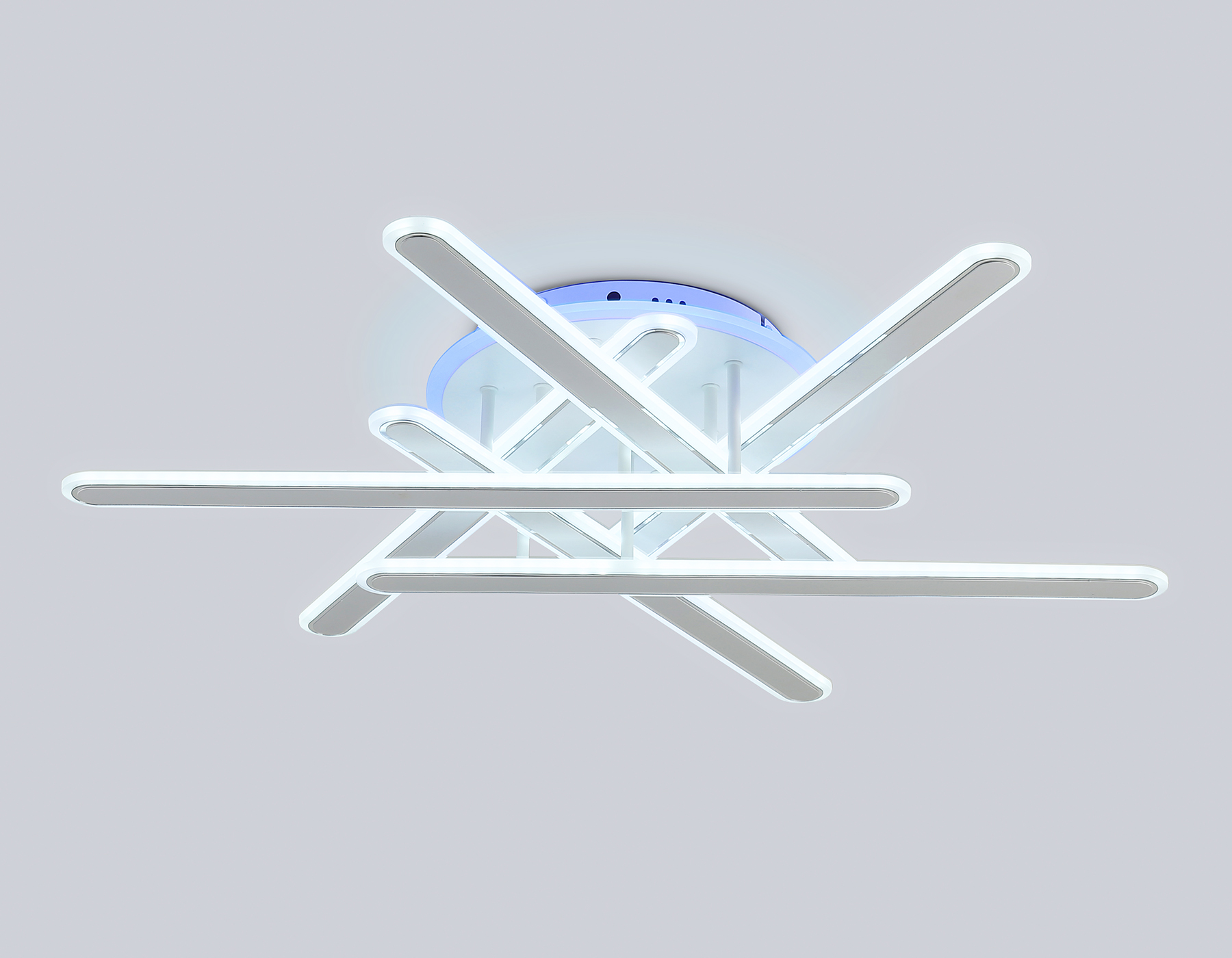 Потолочный светодиодный светильник с подсветкой RGB с пультом FA8907 WH/CH белый/хром 135W 3000K-6400K+RGB 800*770*160 (ПДУ РАДИО 2.4G) Ambrella Light 4