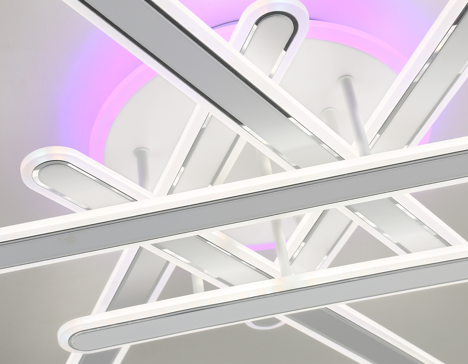 Потолочный светодиодный светильник с подсветкой RGB с пультом FA8907 WH/CH белый/хром 135W 3000K-6400K+RGB 800*770*160 (ПДУ РАДИО 2.4G) Ambrella Light 6
