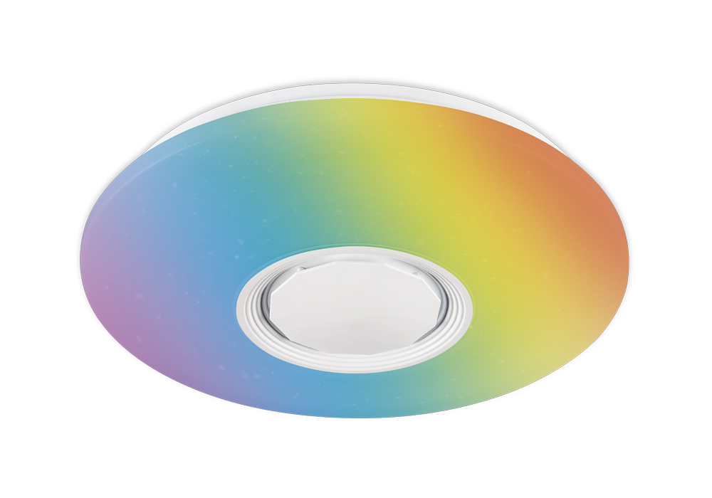 Музыкальный светодиодный светильник c подсветкой RGB FF201 WH/CH белый 72W D495*85 (ПДУ ИК) Ambrella Light 11