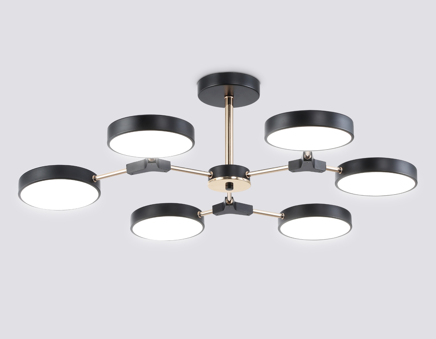 Люстра светодиодная на штанге FL516334/6 BK/FGD черный/золото 108W 3000-6000K D780*210 (без ПДУ) Ambrella Light 12