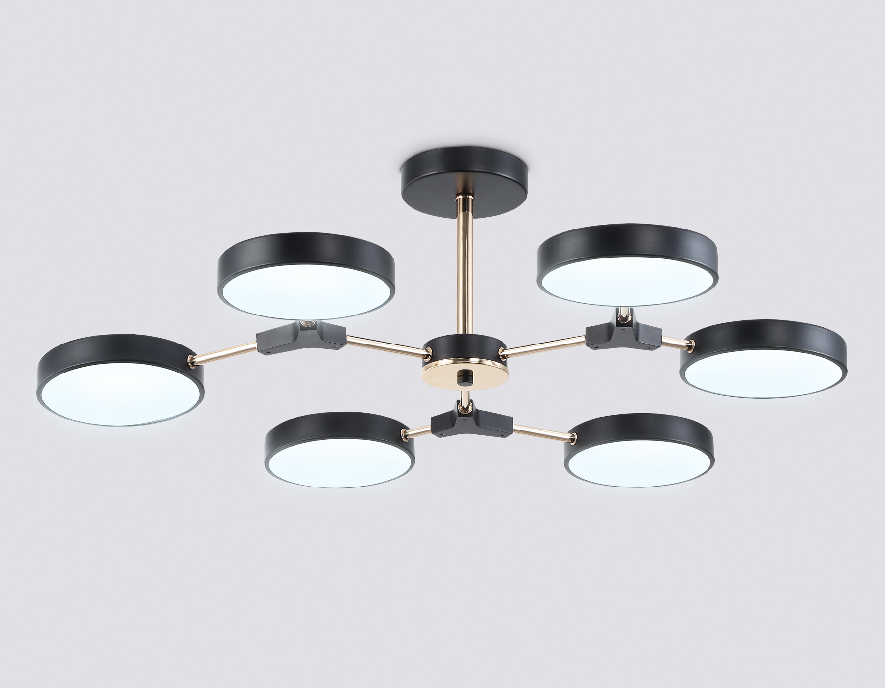 Люстра светодиодная на штанге FL516334/6 BK/FGD черный/золото 108W 3000-6000K D780*210 (без ПДУ) Ambrella Light 14