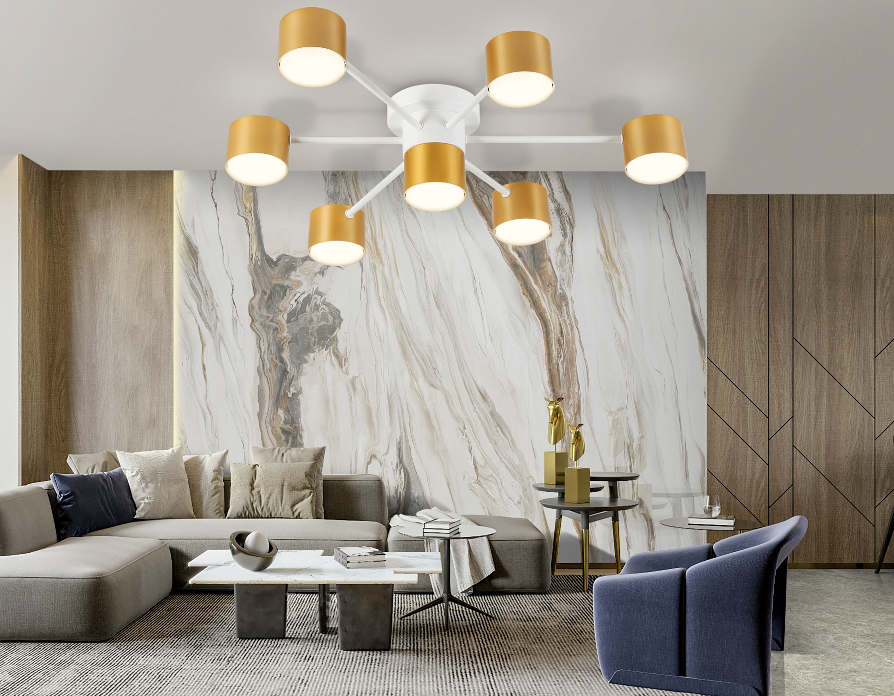 Потолочный светильник FL51725/7 WH/GD белый/золото GX53/7 max 12W 645*135 Ambrella Light 8
