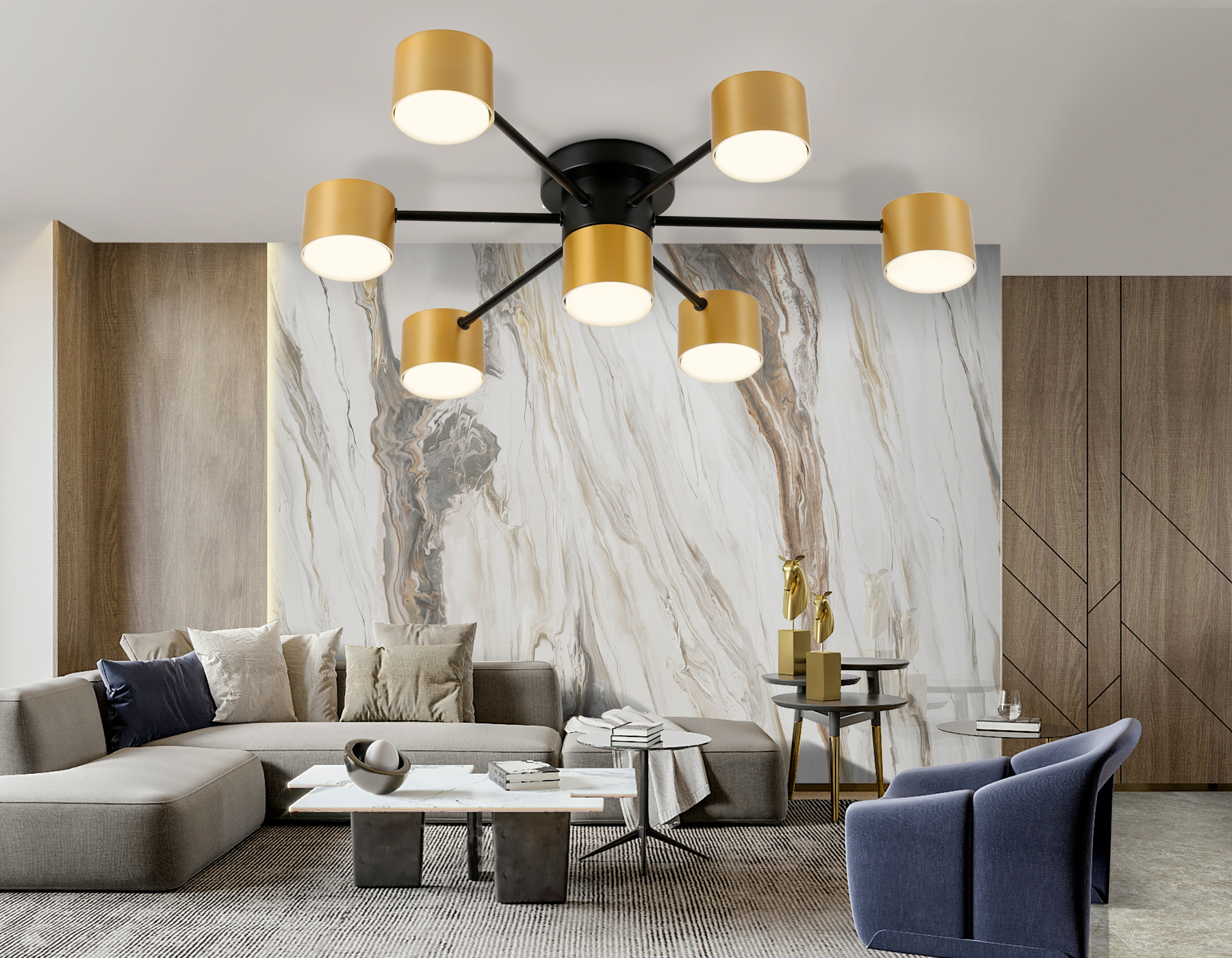Потолочный светильник FL51726/7 BK/GD черный/золото GX53/7 max 12W 645*135 Ambrella Light 8