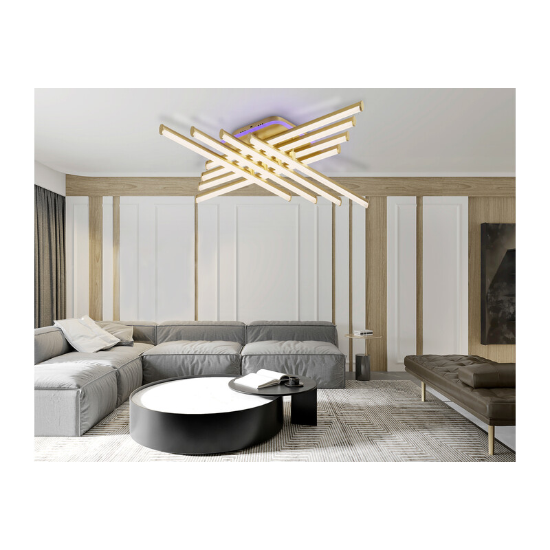 Потолочный светодиодный светильник с пультом FL6263 GD золото 115W 3000K-6400K+RGB 810*810*130 (ПДУ ИК) Ambrella Light 11