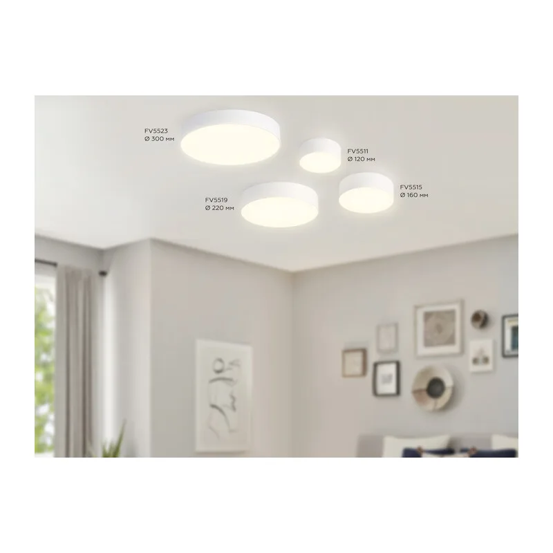Потолочный светодиодный светильник 3000K 18Вт FV5515 WH белый LED 18W 3000K D160*58 (Без ПДУ) Ambrella Light 9