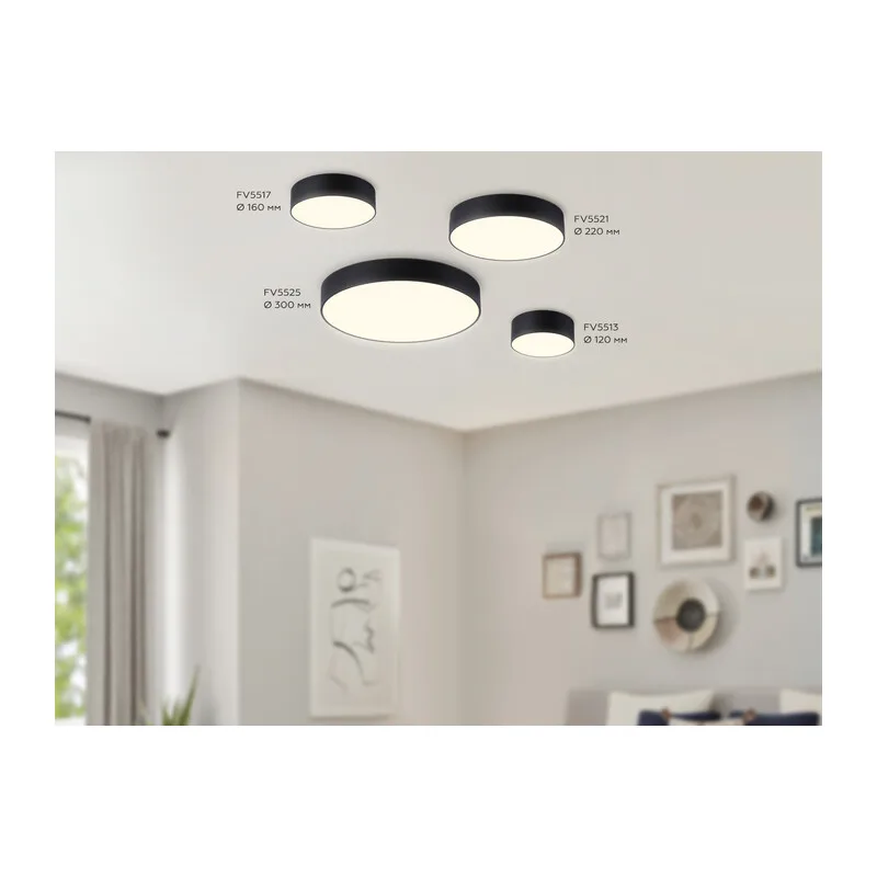 Потолочный светодиодный светильник 3000K 18Вт FV5517 BK черный LED 18W 3000K D160*58 (Без ПДУ) Ambrella Light 9