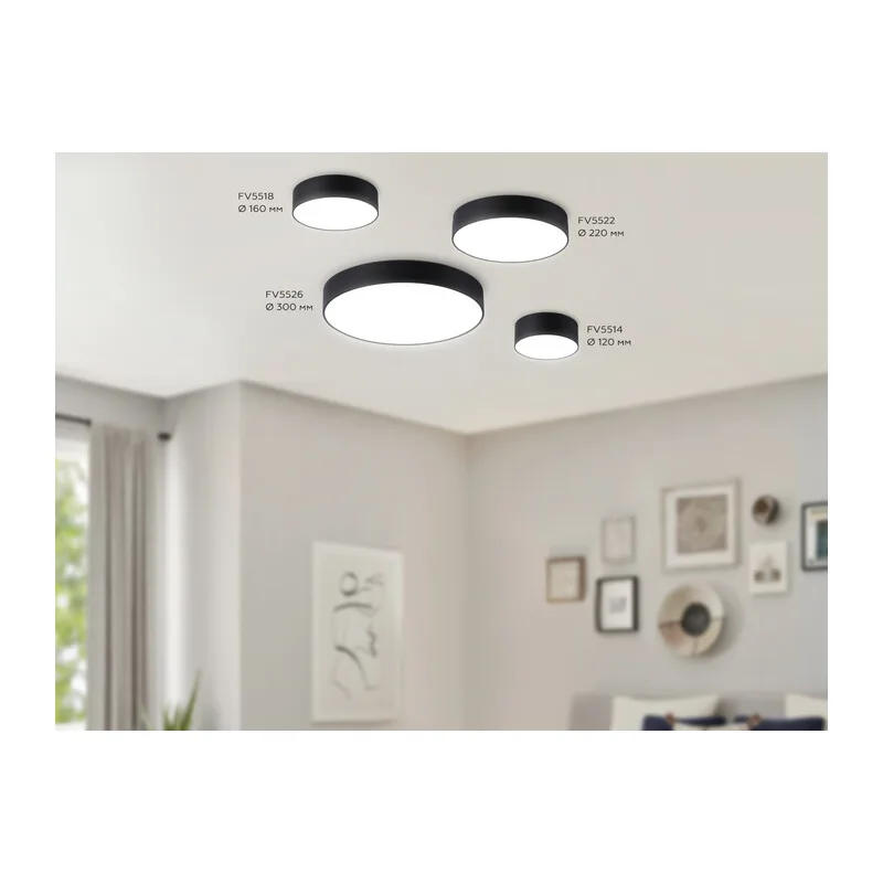 Потолочный светодиодный светильник 4200K 18Вт FV5518 BK черный LED 18W 4200K D160*58 (Без ПДУ) Ambrella Light 9