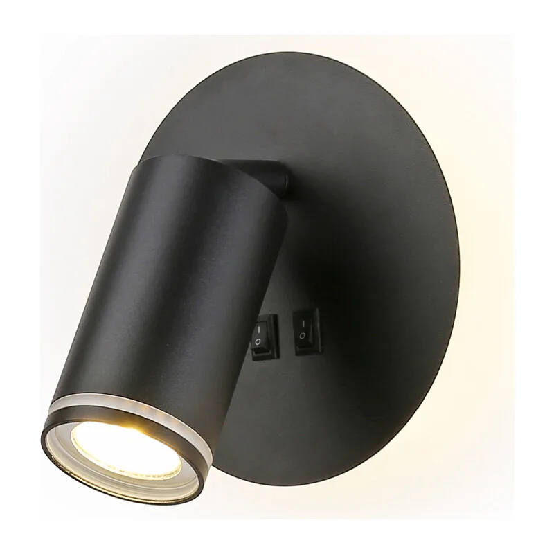 Настенный светильник с выключателем 4200K 7Вт FW2463 BK черный GU10 max 12W+LED 4200K 7W D145*150 Ambrella Light 8