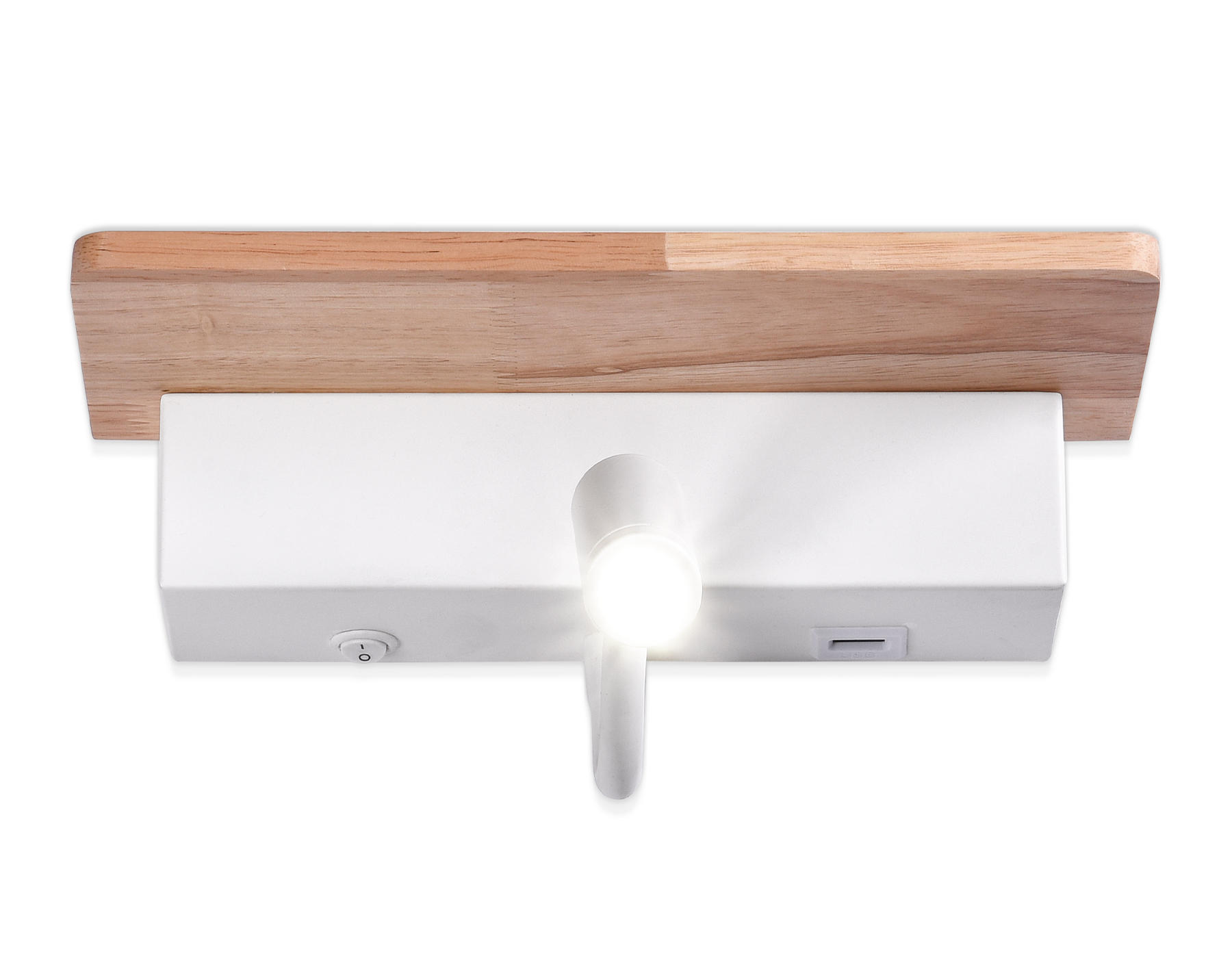 Настенный светодиодный светильник с выключателем, USB портом и полкой FW290 WH/LW белый/светлое дерево LED 4200K+3000K 4W+1W 265*110*130 Ambrella Light 9