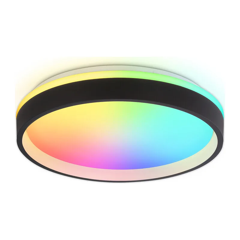 Потолочный светодиодный светильник с пультом 3000K-6400K+RGB 46Вт FZ604 BK/GD черный/золото IP20 46W 3000K-6500K+RGB D390*80 (ПДУ ИК) Ambrella Light 9