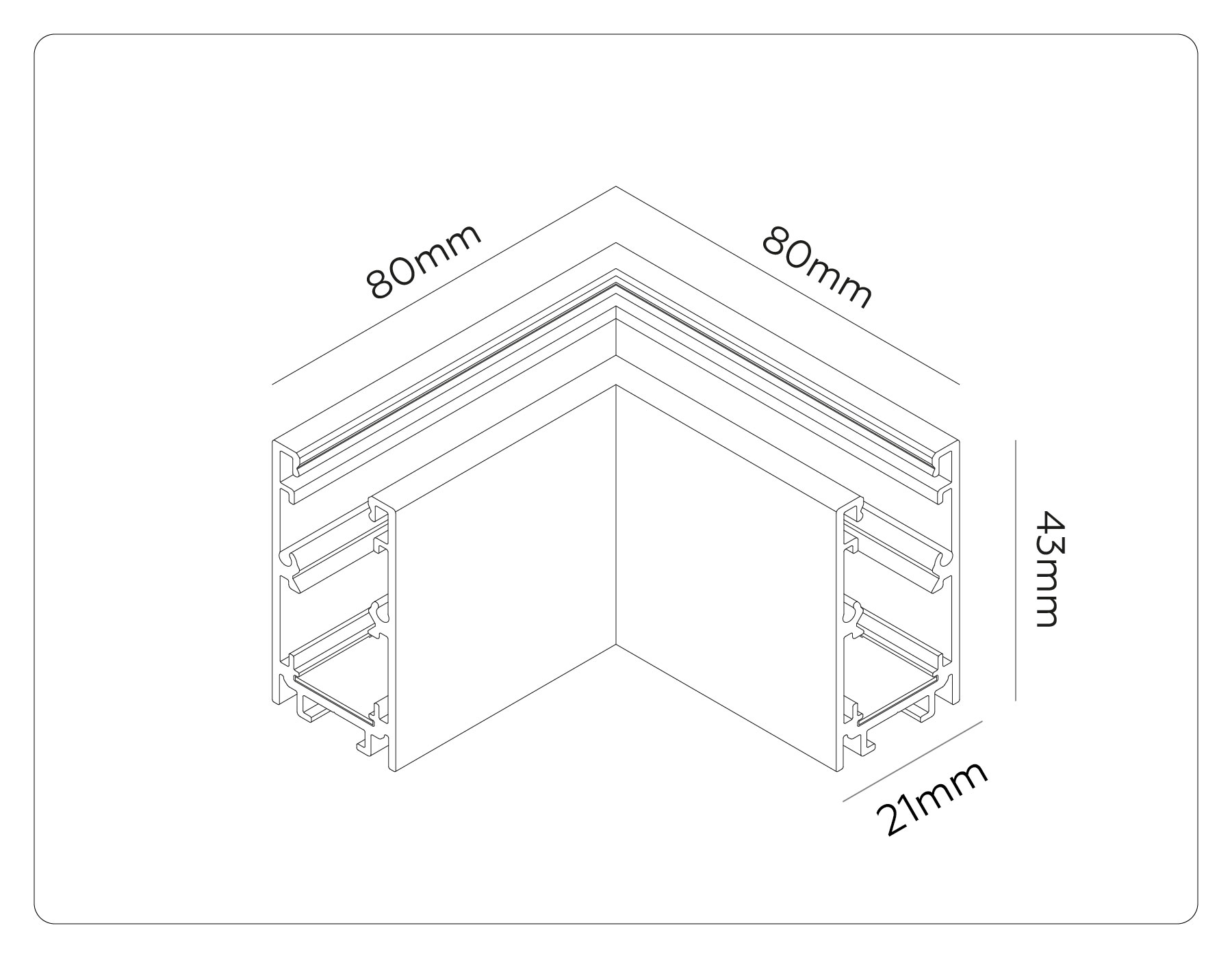 Коннектор угловой 90° для накладного шинопровода Magnetic standard 48V 10mm GL1961 BK черный 80*80 Ambrella Light 10