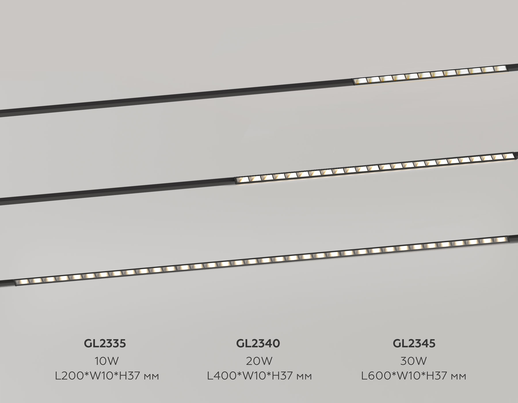 Трековый линейный светильник 3CCT 3000K-6000K 30W 38° GL2345 BK черный IP20 30W 3CCT 3000-6400K 48V 600*10*37 Ambrella Light 18