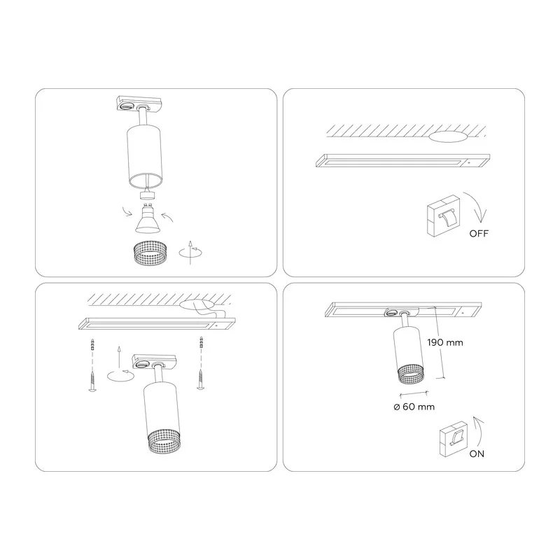 Трековый акцентный светильник GU10 GL5161 WH/BK белый/черный GU10 max 12W D60*190 Ambrella Light 9