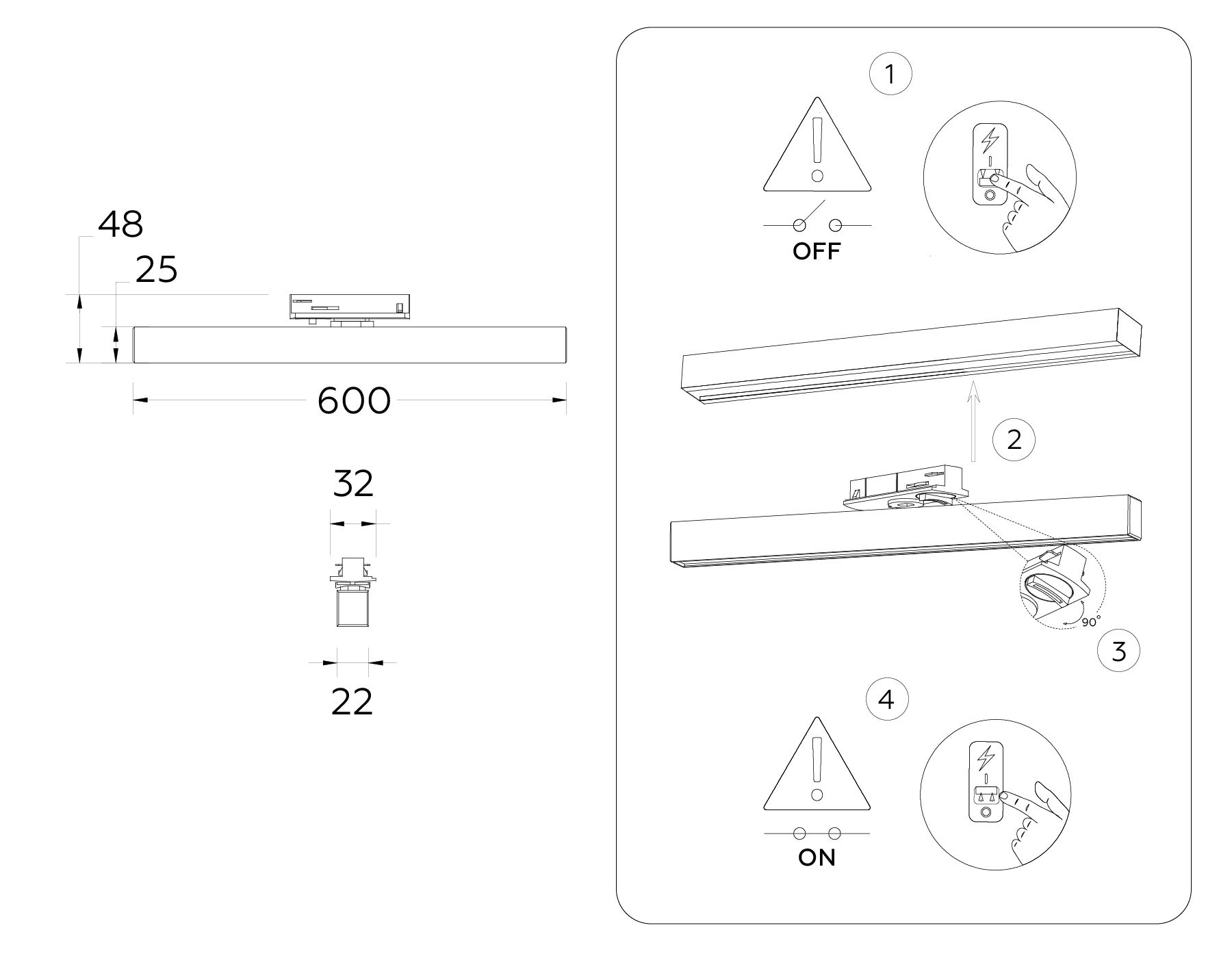 Трековый однофазный светодиодный светильник GL6772 WH белый LED 24W 4200K 600*22*48 Ambrella Light 10