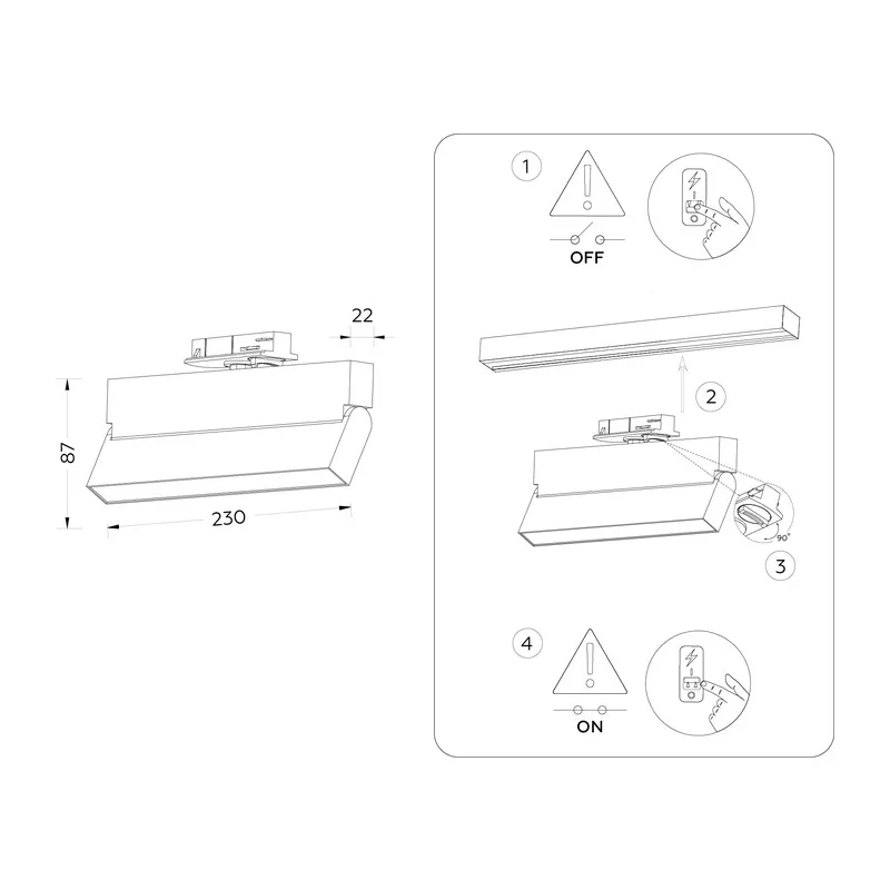 Трековый линейный светильник 4000K 12Вт 120° GL6808 BK черный LED 12W 4200K 230*22*87 Ambrella Light 9