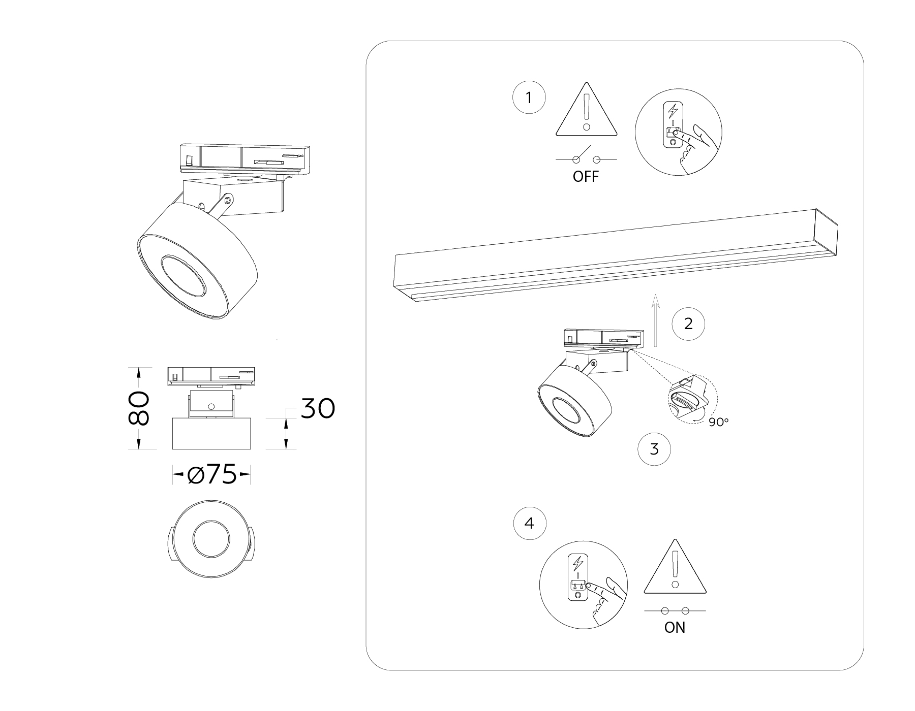 Трековый однофазный светодиодный светильник GL6863 BK черный LED 10W 4200K D75*80 Ambrella Light 8
