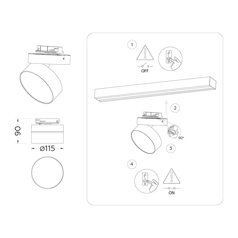 Трековый светильник 3000K 16Вт 120° GL6877 BK черный LED 16W 3000K D115*90 Ambrella Light 7