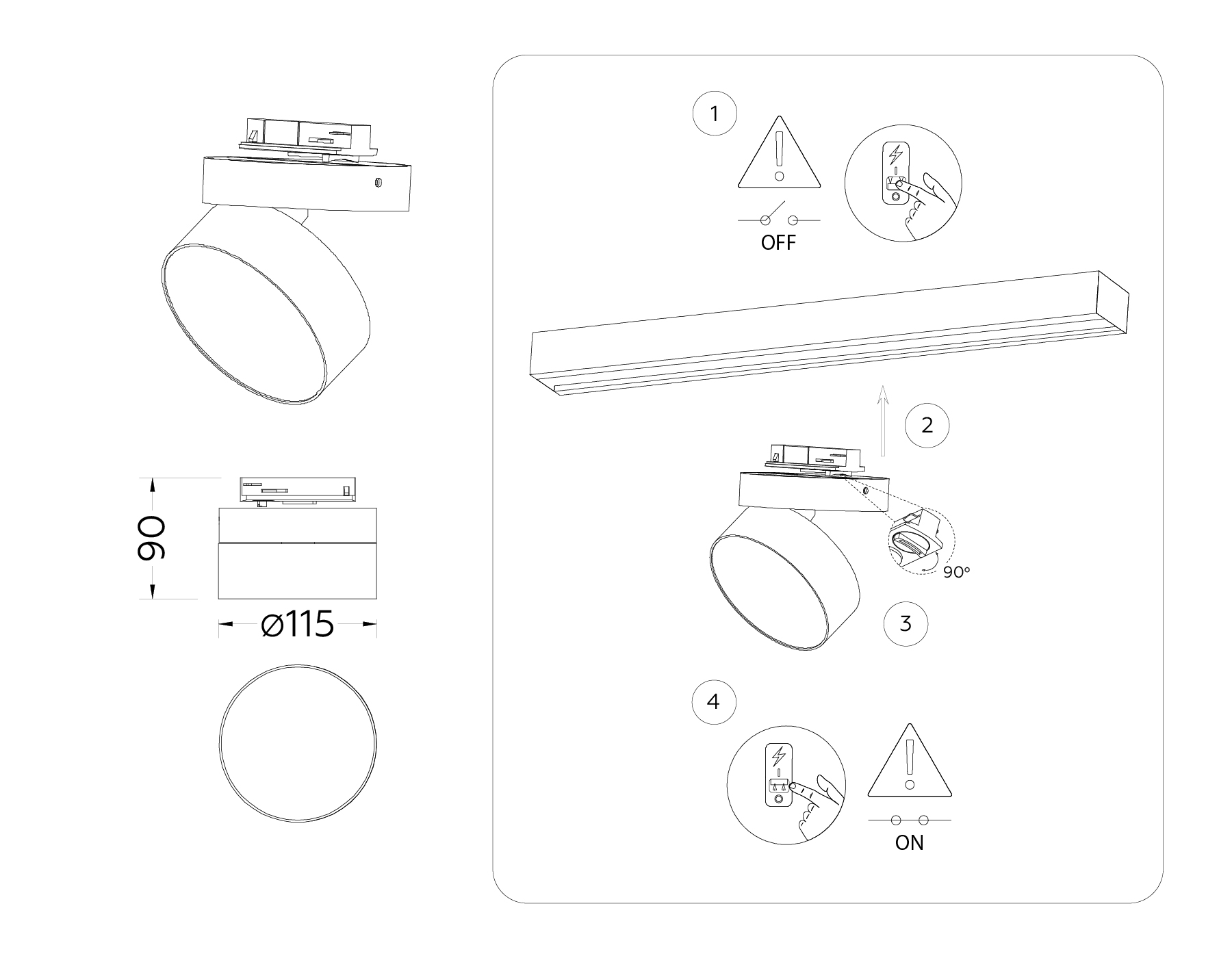 Трековый однофазный светодиодный светильник GL6879 BK черный LED 16W 4200K D115*90 Ambrella Light 7