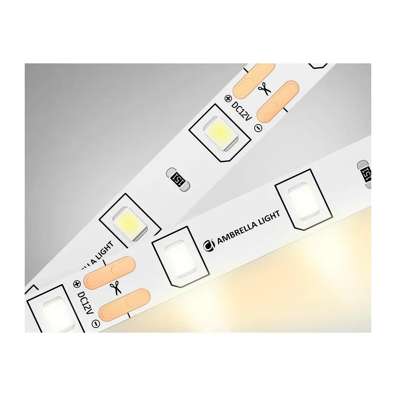 Светодиодная лента 12В 2835 60Led 4.8Вт/м 3000K IP20 5м GS1001 2835 60Led/ 4.8W m/ 12V IP20 3000K/ 5000*8*1.2mm (2 конт.) Ambrella Light 13