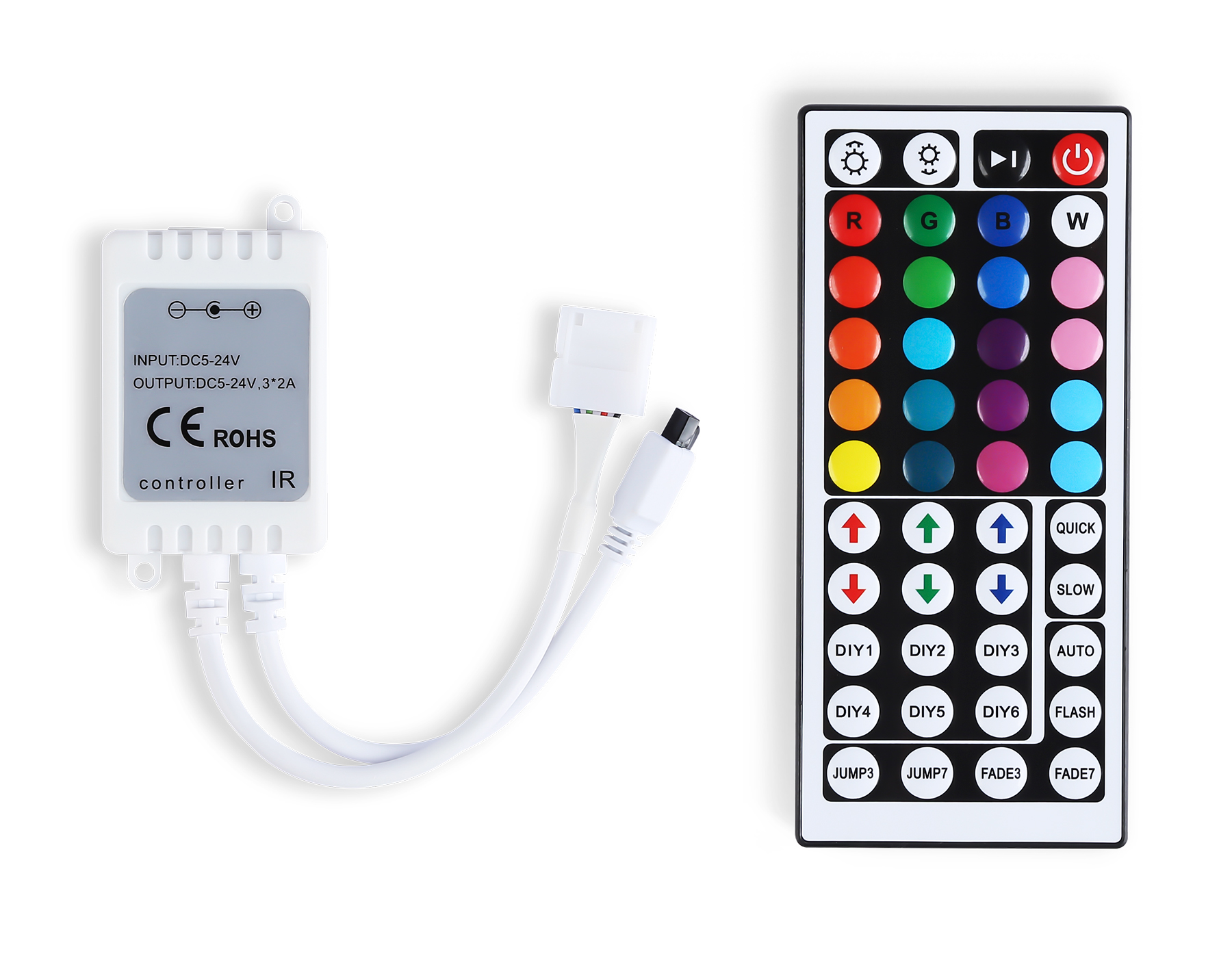 Контроллер для светодиодных лент RGB с инфракрасным пультом 6A 12V 72W/ 24V 144W GS11251 GS11251 контроллер RGB 6A 12V 72W/ 24V 144W (ПДУ ИК CR2025) Ambrella Light 6