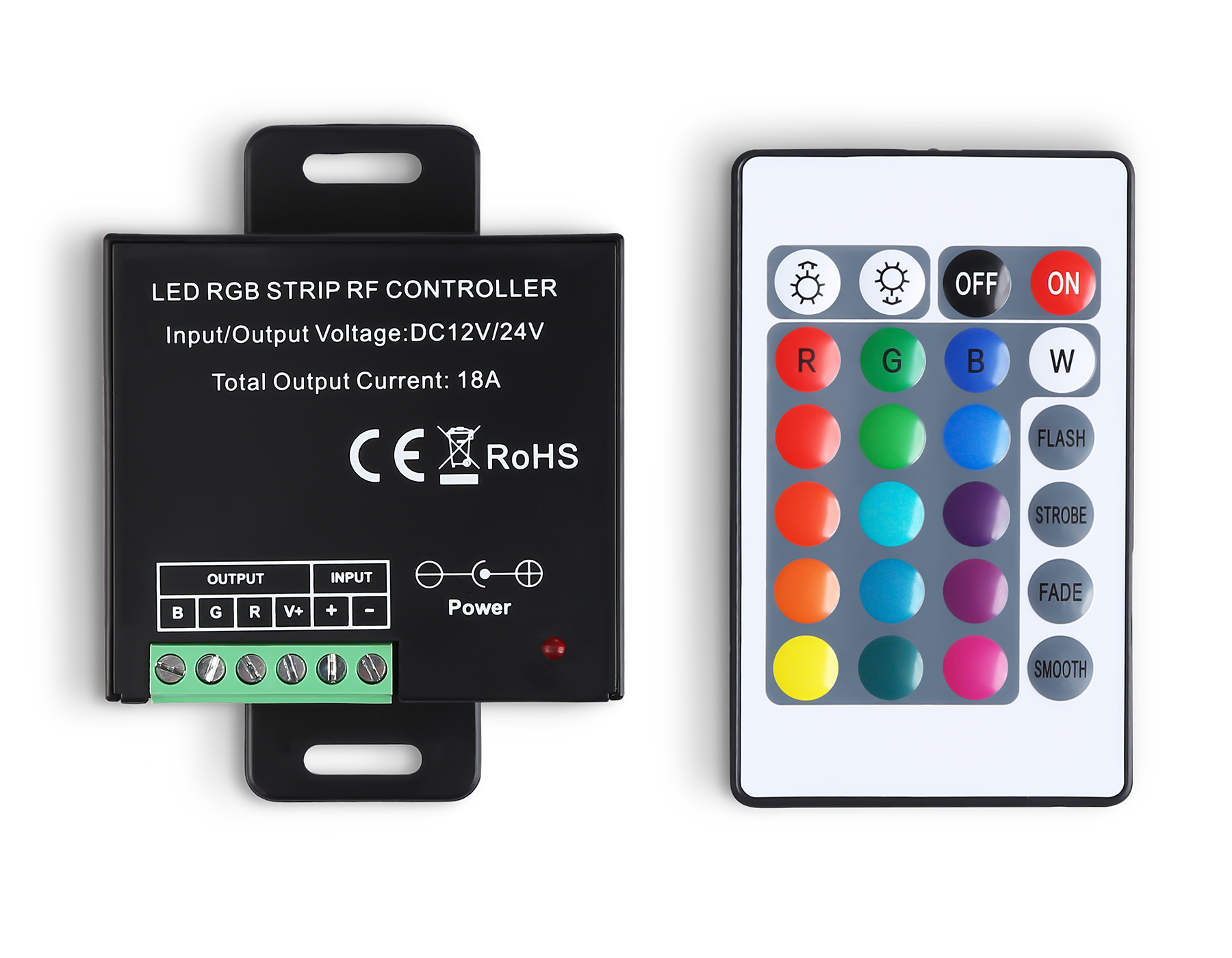Контроллер для светодиодных лент RGB с радио пультом 2.4G 18A 12V 216W/ 24V 432W GS11301 GS11301 контроллер RGB 18A 12V 216W/ 24V 432W (ПДУ Радио 2.4G CR2025) Ambrella Light 6