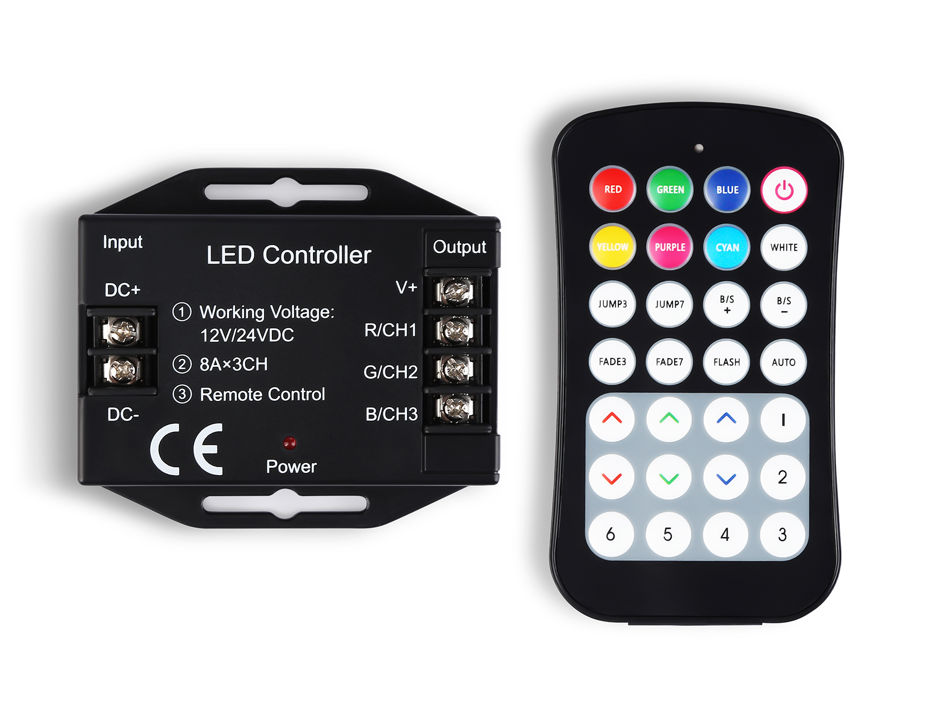 Контроллер для светодиодных лент RGB с радио пультом 2.4G 24A 12V 288W/ 24V 576W GS11351 GS11351 контроллер RGB 24A 12V 288W/ 24V 576W (ПДУ Радио 2.4G CR2025) Ambrella Light 6
