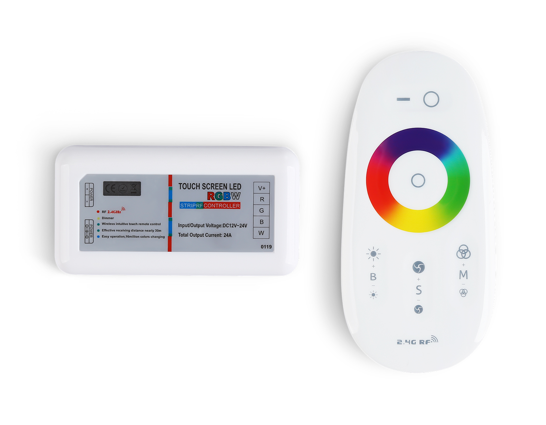 Контроллер для светодиодных лент RGB/RGBW с сенсорным радио пультом 2.4G GS11451 GS11451 контроллер RGB/RGBW (RGB 18A 12V 216W/24V 432W/RGBW 24A 12V 288W/24V 576W ПДУ Радио 2.4 AAA) Ambrella Light 6