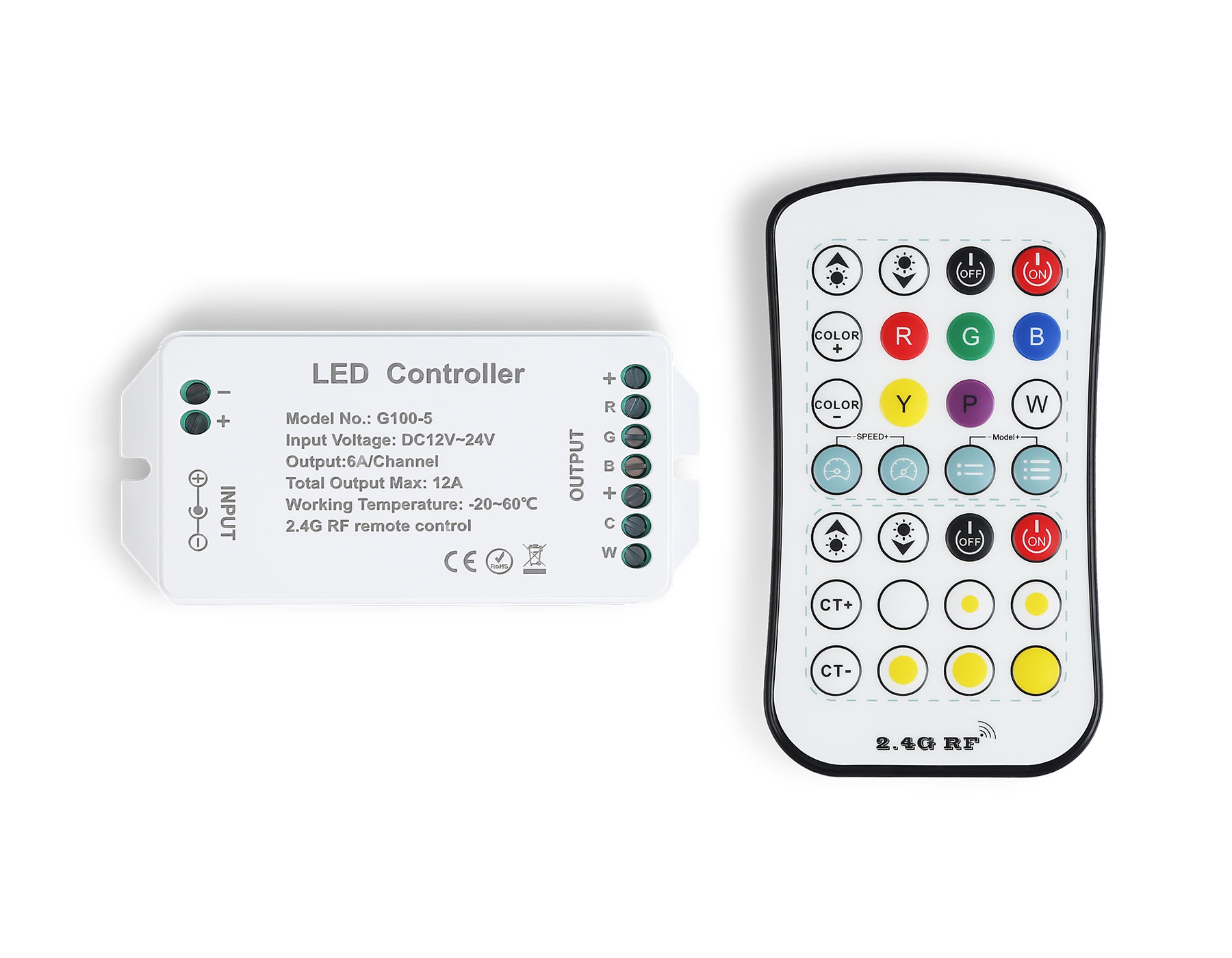 Контроллер для светодиодных лент RGB+CCT c радио пультом 2.4G GS11501 GS11501 контроллер RGB+CCT 12A 12V 144W/ 24V 288W (ПДУ Радио 2.4G CR2025) Ambrella Light 6
