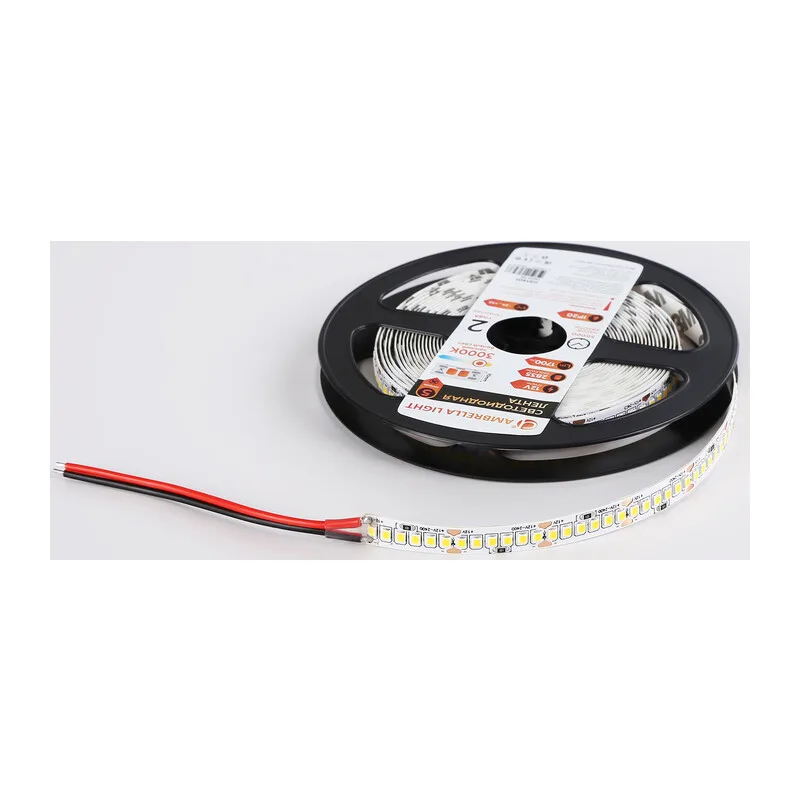 Светодиодная лента 12В 2835 240Led 17Вт/м 3000K IP20 5м GS1401 2835 240Led/ 17W m/ 12V IP20 3000K/ 5000*10*1.2mm (2 конт.) Ambrella Light 11