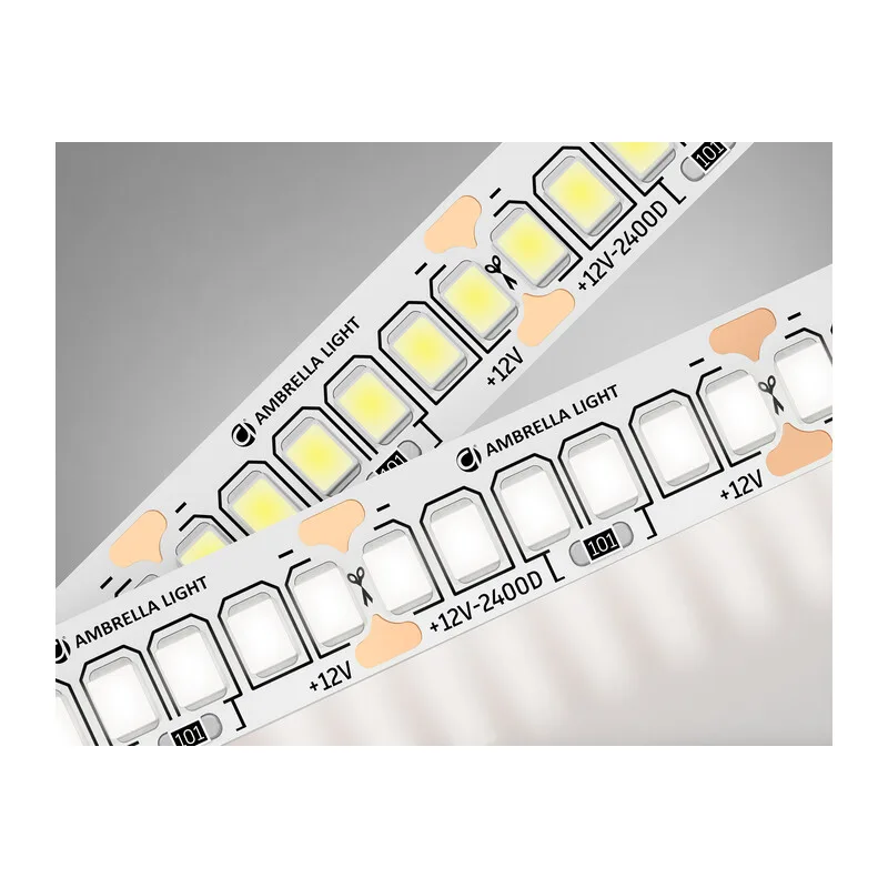 Светодиодная лента 12В 2835 240Led 17Вт/м 4500K IP20 5м GS1402 2835 240Led/ 17W m/ 12V IP20 4500K/ 5000*10*1.2mm (2 конт.) Ambrella Light 9