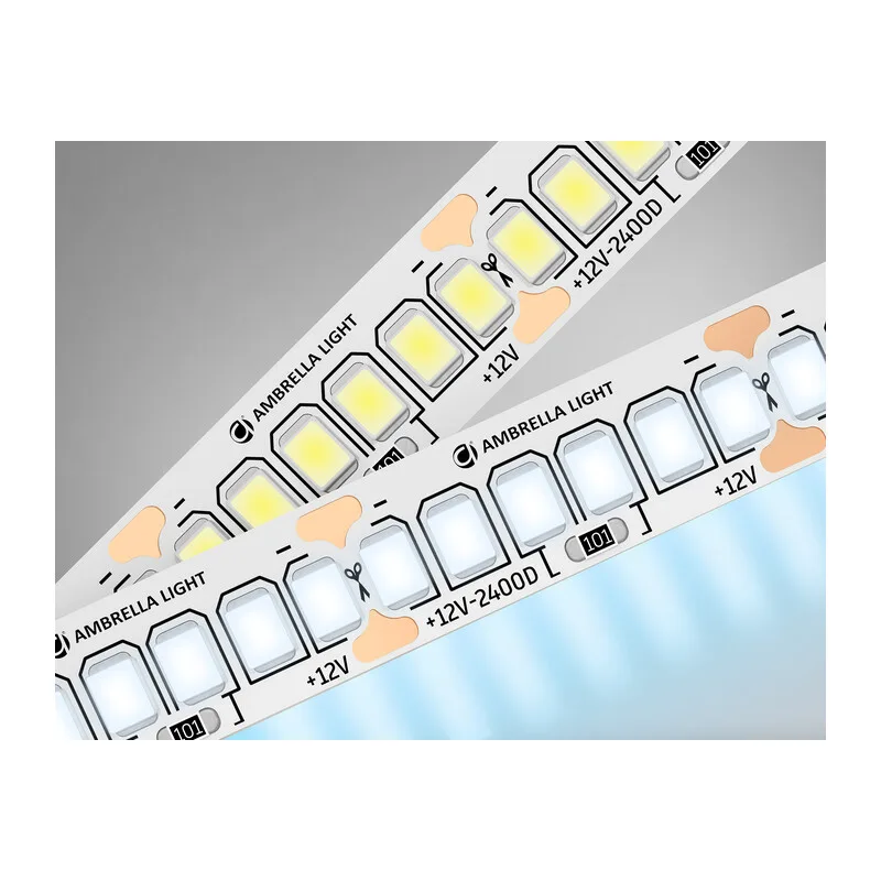 Светодиодная лента 12В 2835 240Led 17Вт/м 6500K IP20 5м GS1403 2835 240Led/ 17W m/ 12V IP20 6500K/ 5000*10*1.2mm (2 конт.) Ambrella Light 9
