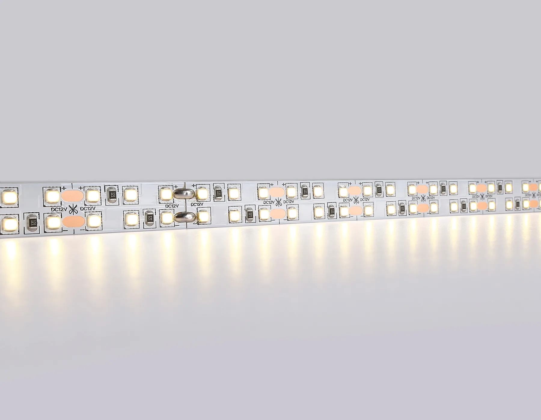 Светодиодная лента двухрядная 12В 2835 240Led 24Вт/м 3000K IP20 5м GS1701 2835 240Led/ 24W m/ 12V IP20 3000K/ 5000*14*1.2mm (2 конт.) Ambrella Light 11