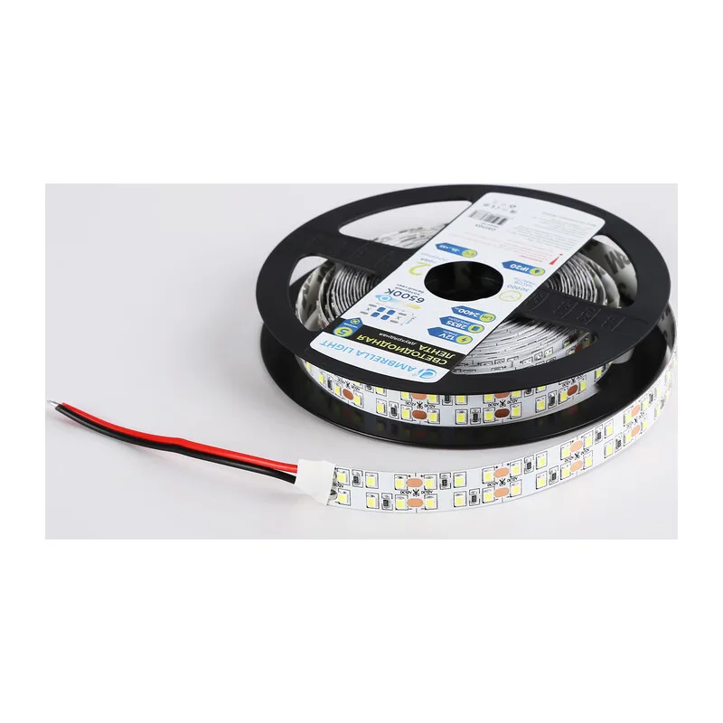 Светодиодная лента двухрядная 12В 2835 240Led 24Вт/м 6500K IP20 5м GS1703 2835 240Led/ 24W m/ 12V IP20 6500K/ 5000*14*1.2mm (2 конт.) Ambrella Light 12