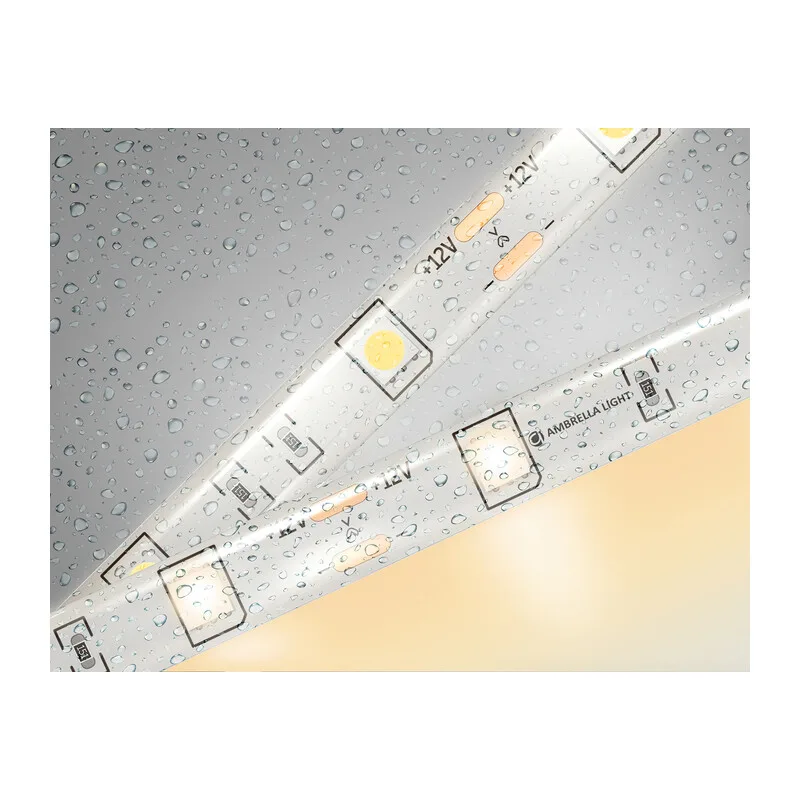 Светодиодная лента 12В 5050 30Led 7.2Вт/м 3000K IP65 5м GS1901 5050 30Led/ 7.2W m/ 12V IP65 3000K/ 5000*10*2.87mm (2 конт.) Ambrella Light 9