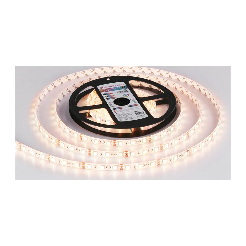 Светодиодная лента 12В 5050 60Led 14.4Вт/м Цветная RGB IP65 5м GS2302 5050 60Led/ 14.4W m/ 12V IP65 RGB/ 5000*10*2.87mm (4 конт.) Ambrella Light 8