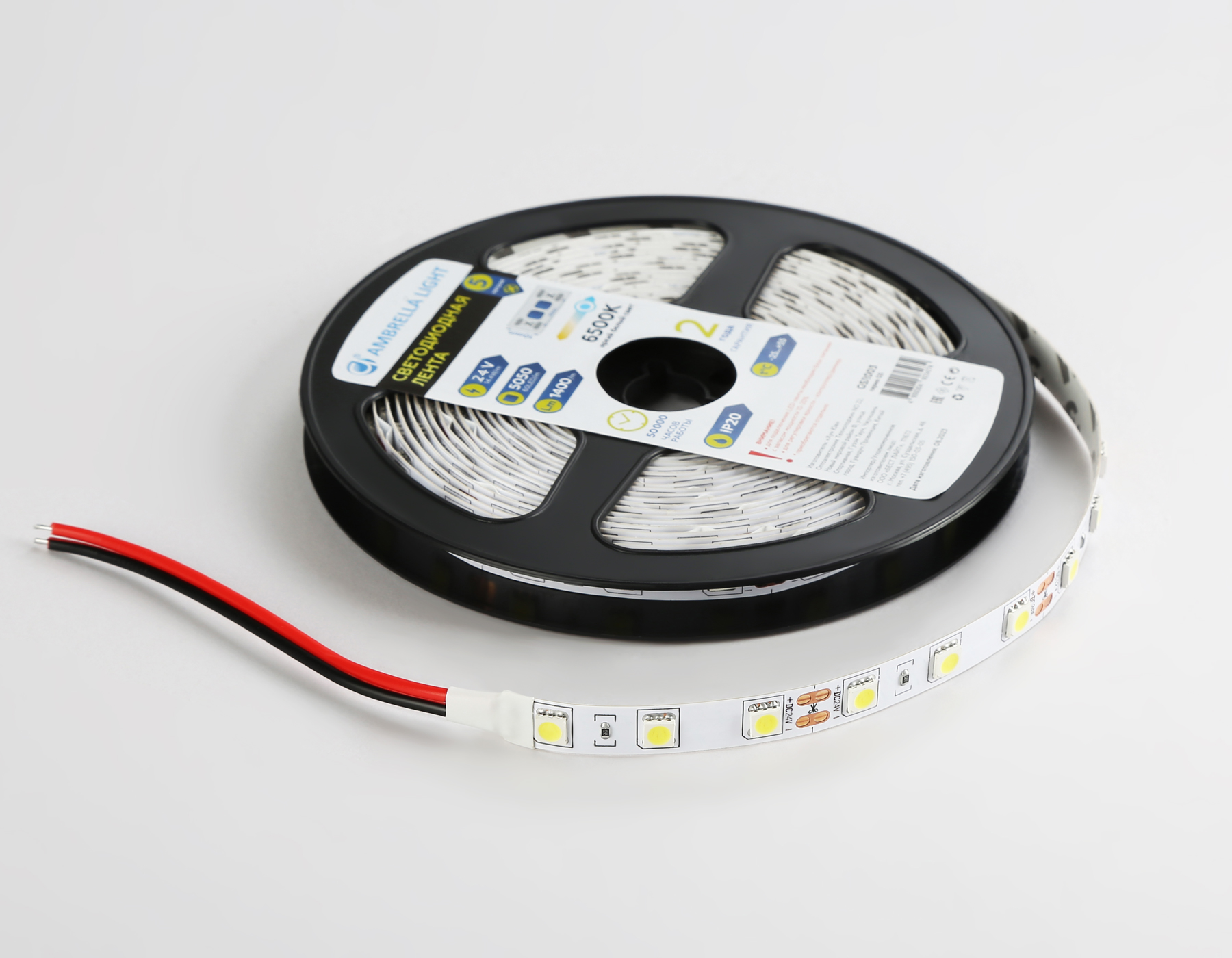 Светодиодная лента Ambrella Light GS4003 5050 60Led /14.4W m/ 24V IP20 6500K 5m GS4003 5050 60Led/ 14.4W m/ 24V IP20 6500K/ 5000*10*1.87mm (2 конт.) Ambrella Light 16
