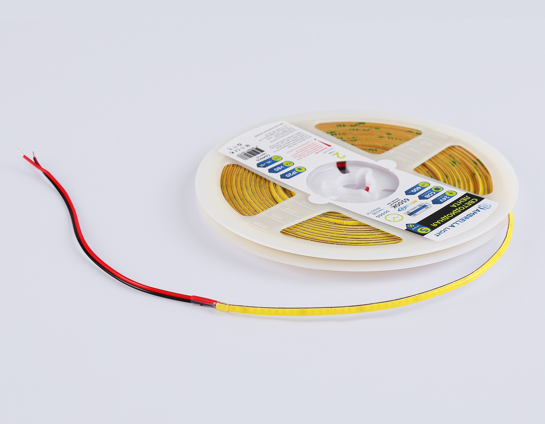 Светодиодная лента Ambrella Light GS4603 COB 384Led/ 7W m/ 24V IP20 6500K/ 5m*3mm*2mm (2 конт.) GS4603 COB 384Led/ 7W m/ 24V IP20 6500K/ 5m*3mm*2mm (2 конт.) Ambrella Light 12