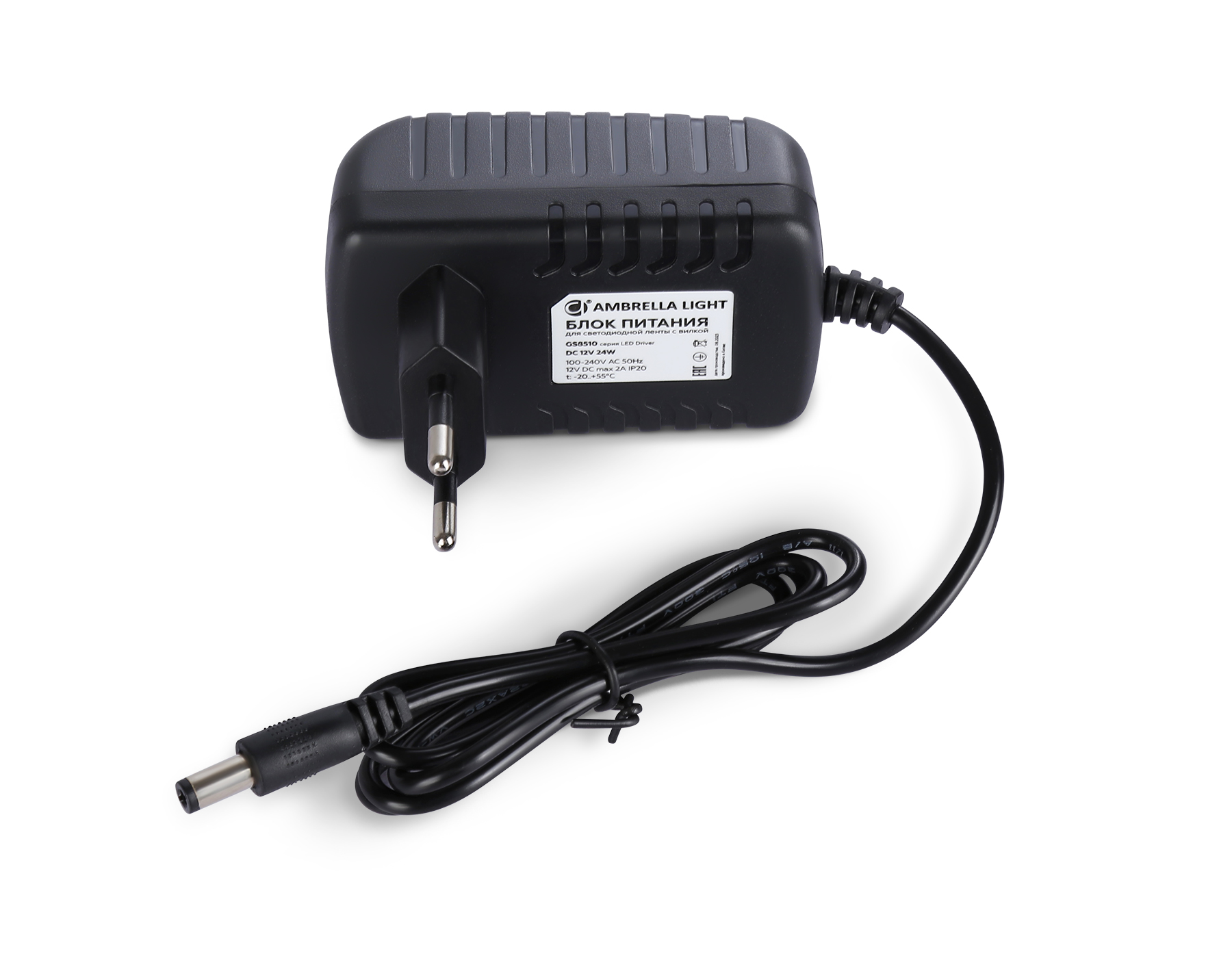 Блок питания (адаптер) для светодиодной ленты с вилкой 12V 24W 2A IP20 100-240V 80*50*70 GS8510 GS8510 блок питания 12V 24W 2A IP20 100-240V 80*50*70 Ambrella Light 2