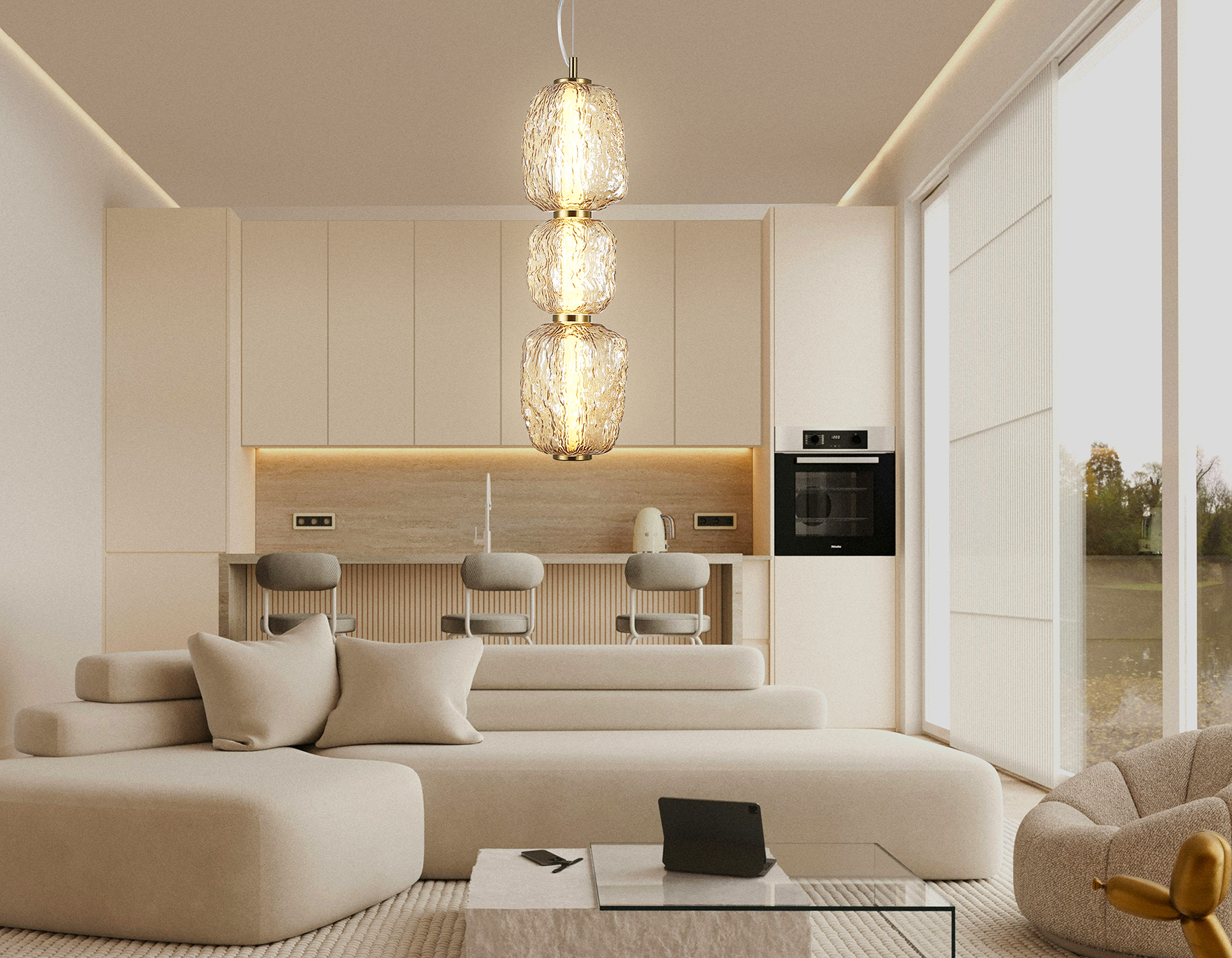 Подвесной светодиодный светильник LH30102 SB/TI бронза/янтарь 23W 3000K 140*140*1760 Ambrella Light 13
