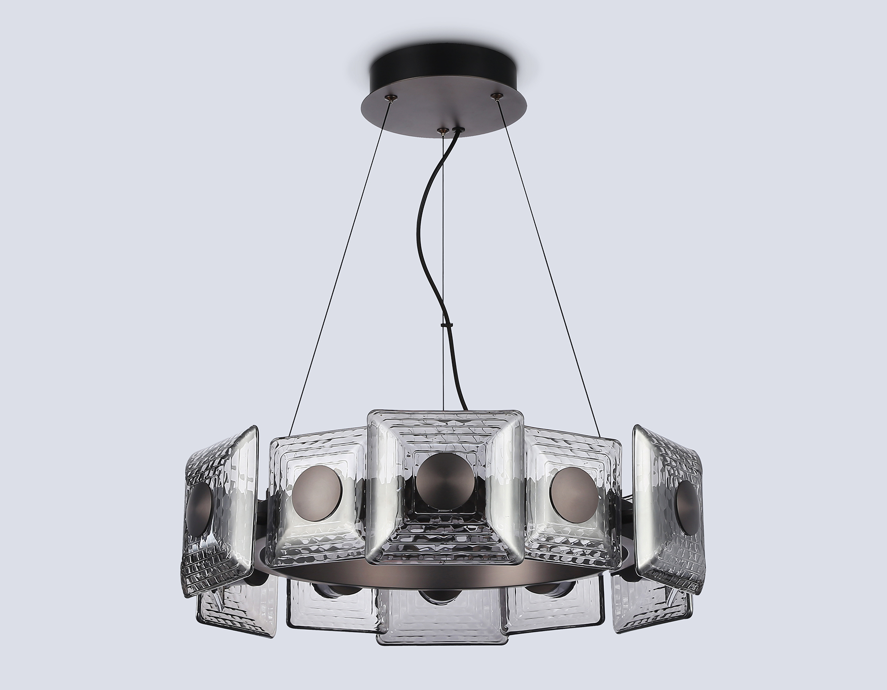 Подвесная светодиодная люстра LH31024 GR/SM серый/дымчатый 56W 3000K D570*150 Ambrella Light 12