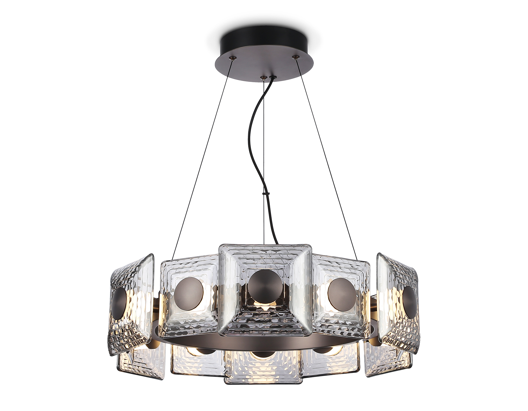 Подвесная светодиодная люстра LH31024 GR/SM серый/дымчатый 56W 3000K D570*150 Ambrella Light 9